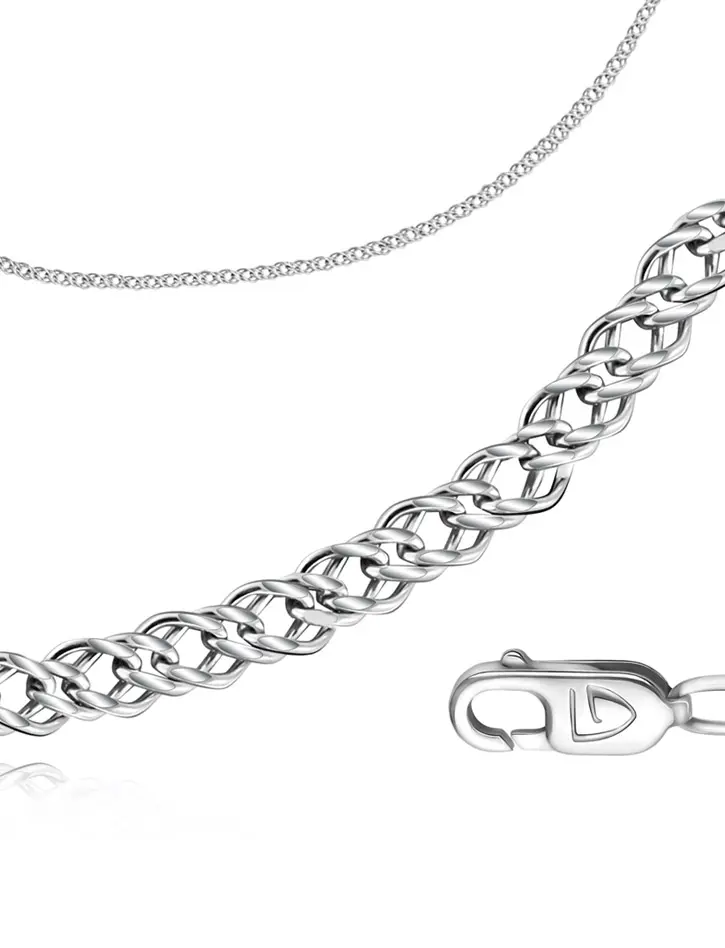 картинка Серебряная цепь, плетение «Двойной ромб» в онлайн магазине