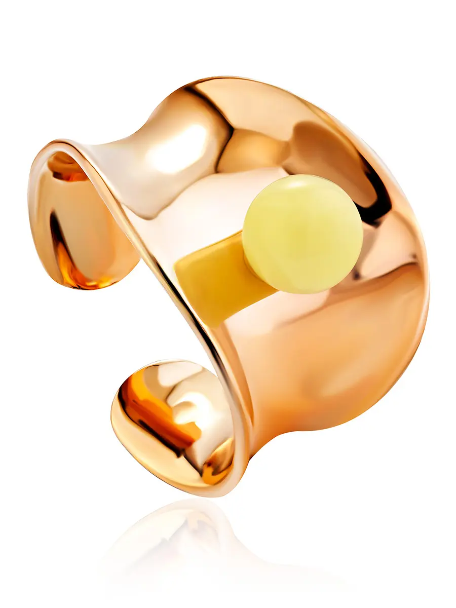 картинка Объёмное кольцо в оригинальном дизайне из серебра в розовой позолоте и янтаря Palazzo от ifamore™ в онлайн магазине
