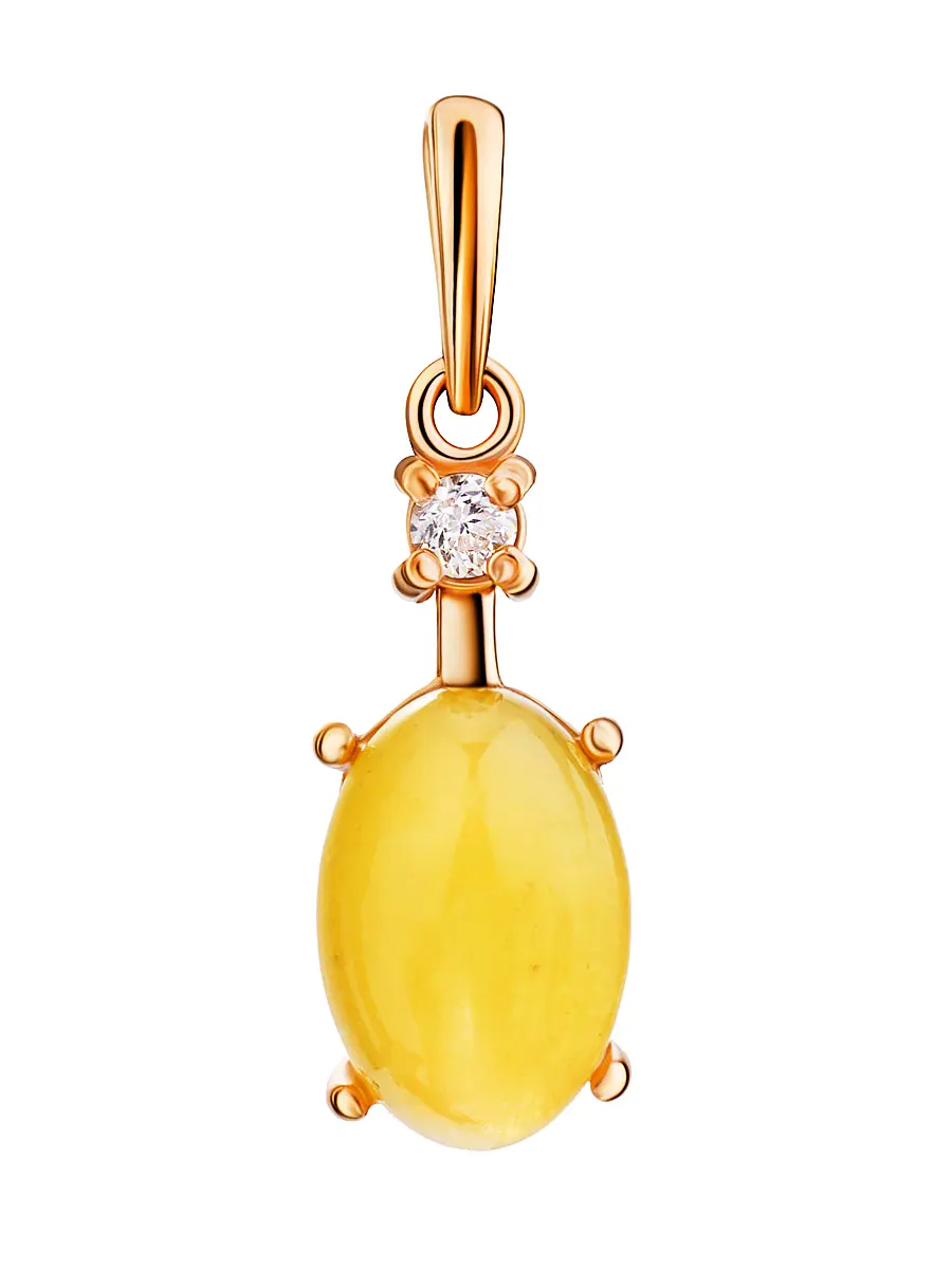 картинка Нежная подвеска из медового янтаря в позолоченном серебре «Ностальгия» в онлайн магазине