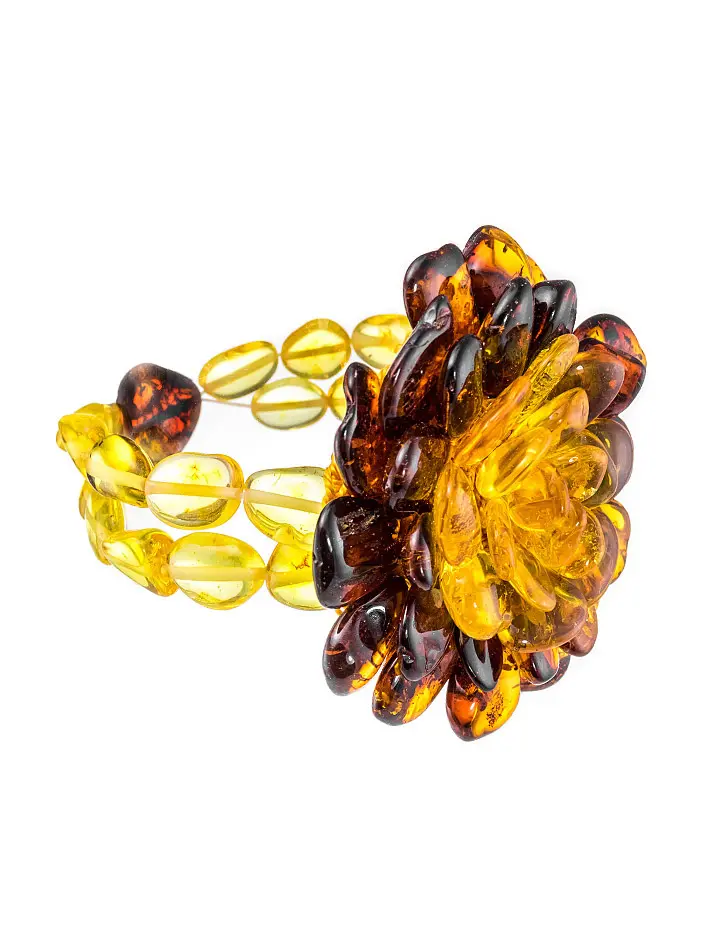 картинка Эффектный браслет «Хризантема» из натурального балтийского янтаря в онлайн магазине