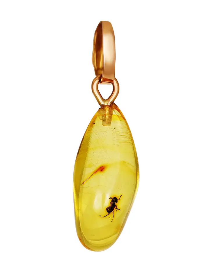 картинка Подвеска в форме капли из лимонного янтаря с необычным включением «Клио» в онлайн магазине