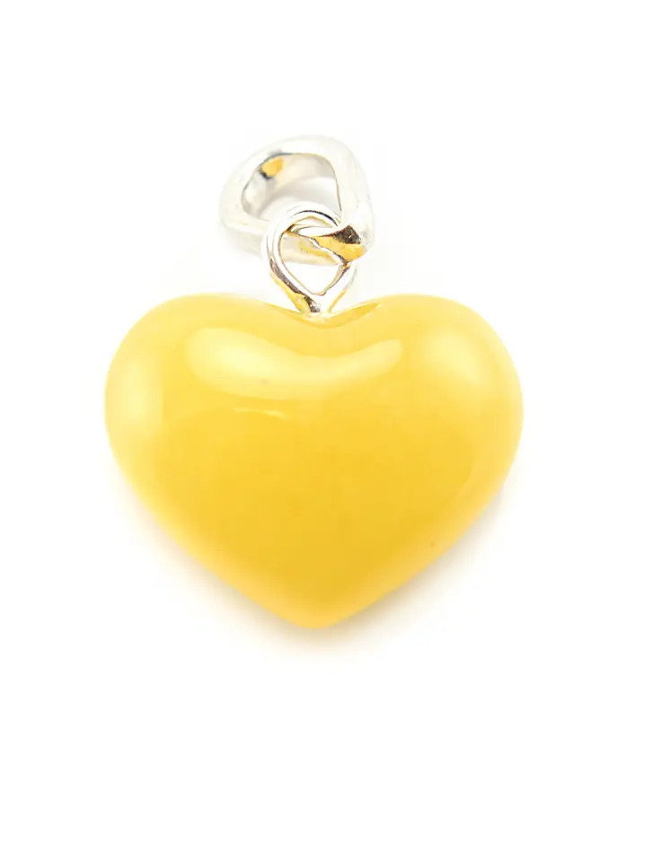 картинка Кулон из натурального светло-медового янтаря «Сердце» в онлайн магазине