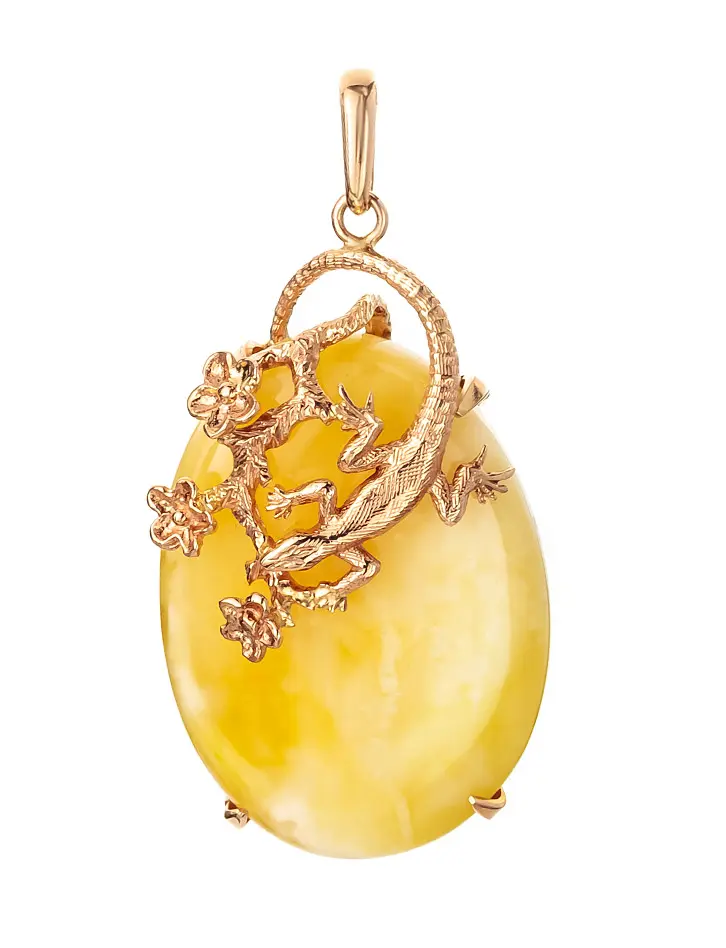 картинка Роскошный кулон «Караваджо» из золота и натурального янтаря в онлайн магазине