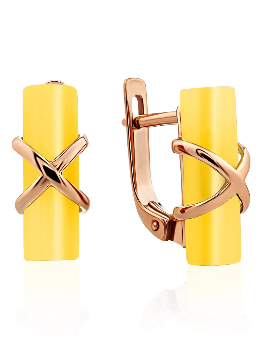 картинка Позолоченные серьги, украшенные медовым янтарём «Скандинавия» в онлайн магазине
