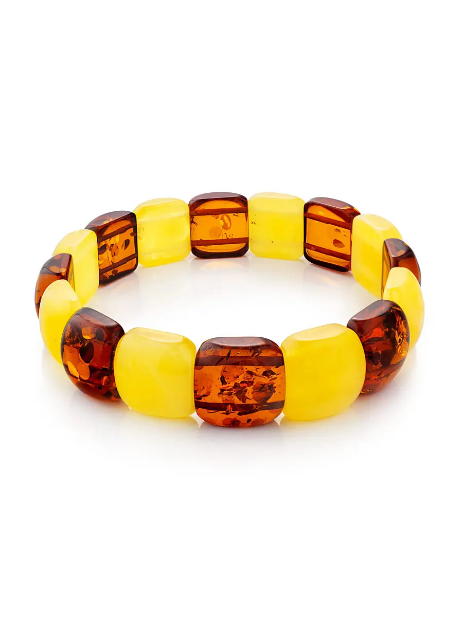 картинка Элегантный браслет из натурального балтийского янтаря тёплых оттенков в онлайн магазине