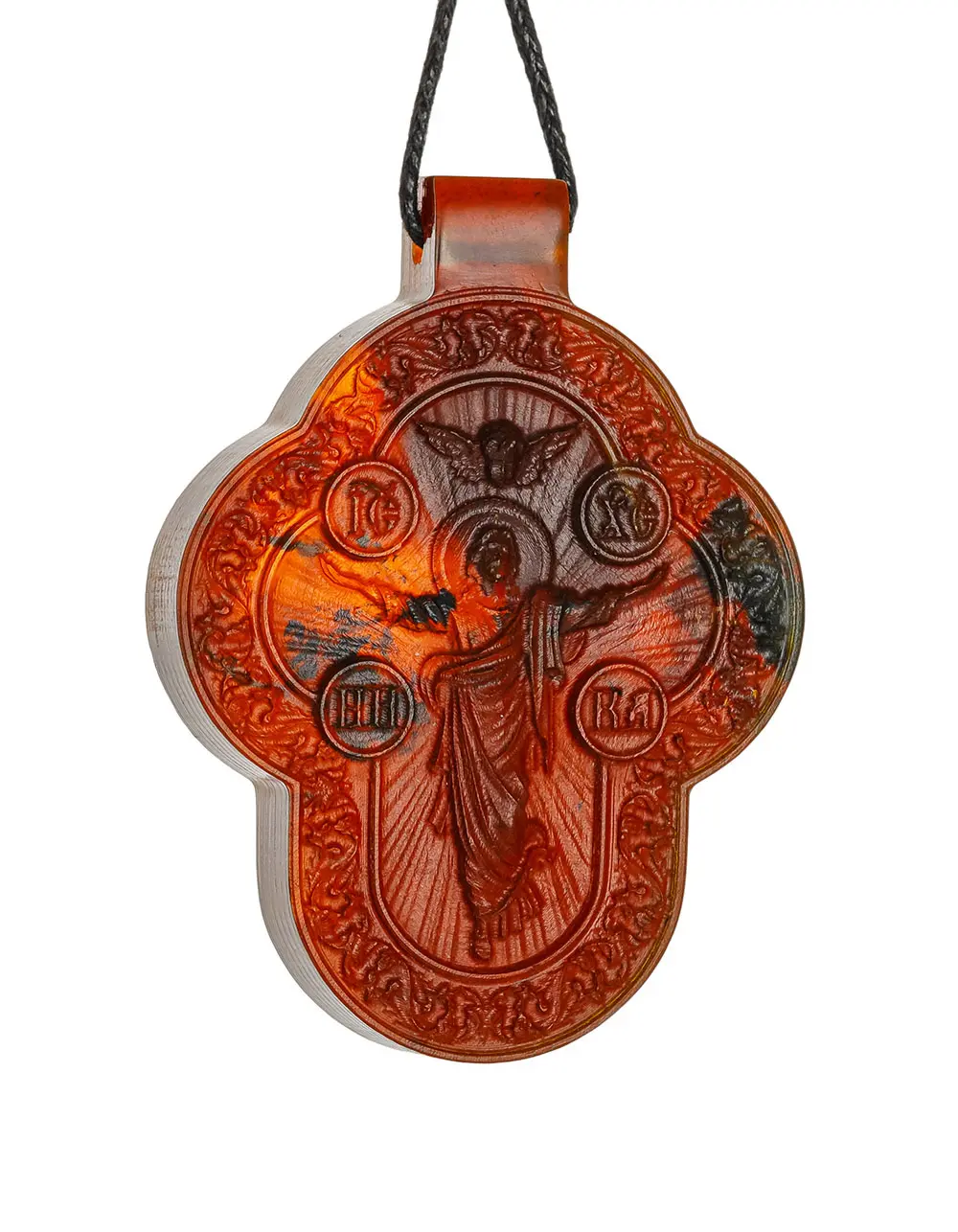 картинка Резной крест из натурального формованного янтаря в онлайн магазине