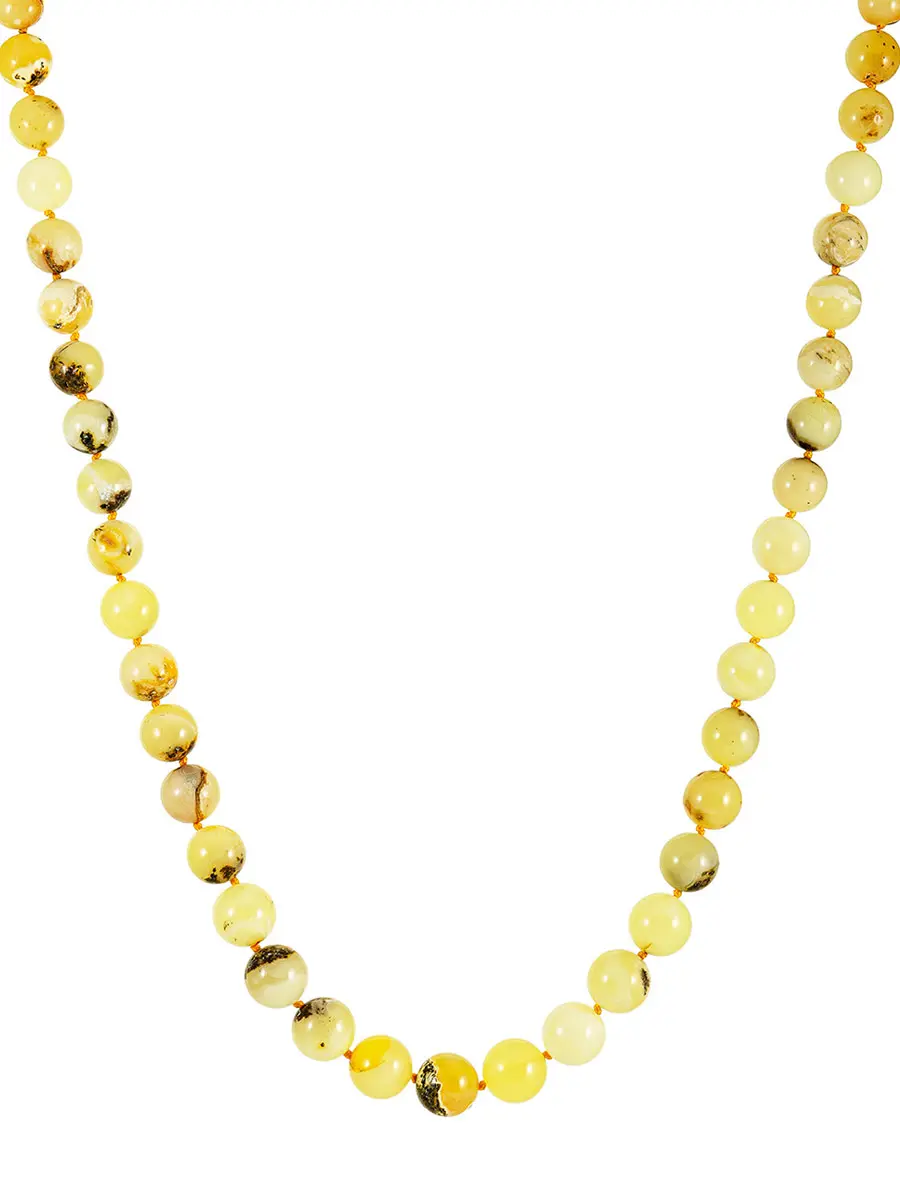 картинка Красивые бусы из янтаря «Шары белые пейзажные» в онлайн магазине