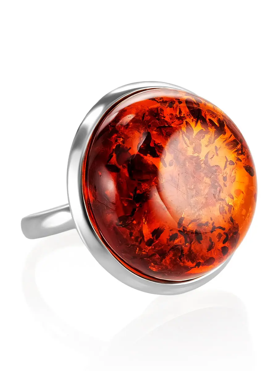 картинка Круглое кольцо из натурального янтаря «Глянец» в онлайн магазине