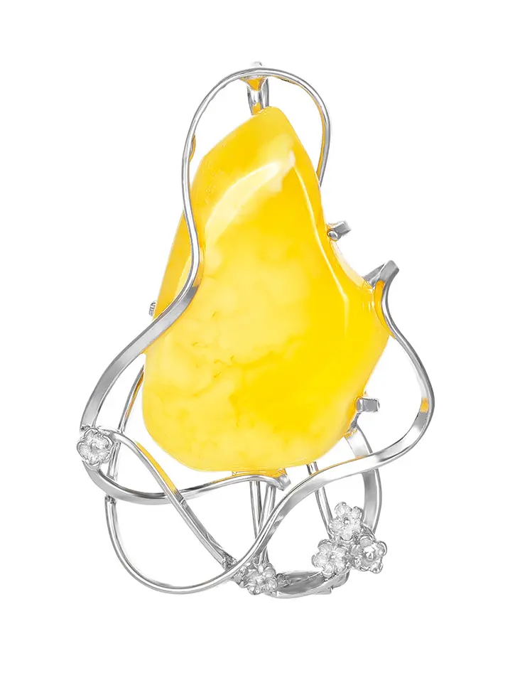 картинка Изысканная брошь-кулон из натурального медового янтаря «Венето» в онлайн магазине