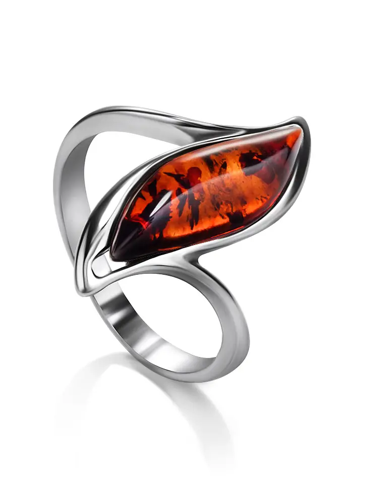 картинка Изысканное кольцо со вставкой из натурального янтаря «Капелла» в онлайн магазине