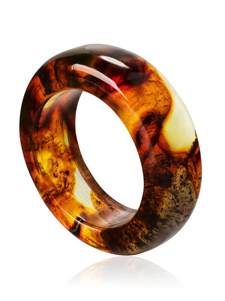 картинка Яркое кольцо из натурального формованного янтаря «Везувий» в онлайн магазине
