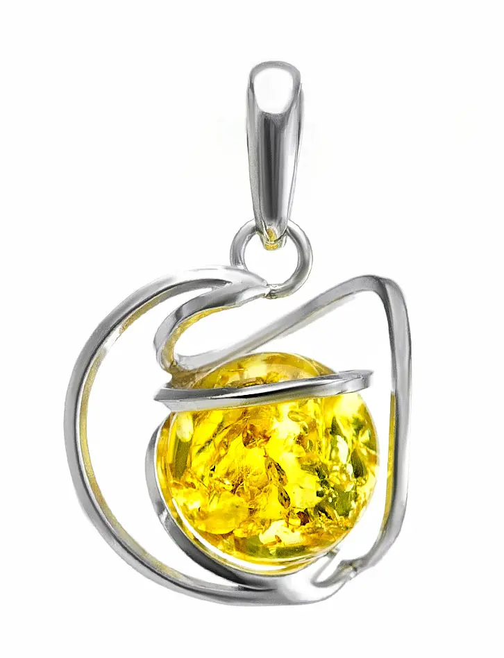 картинка Изысканный кулон из серебра с натуральным лимонным янтарём «Валенсия» в онлайн магазине