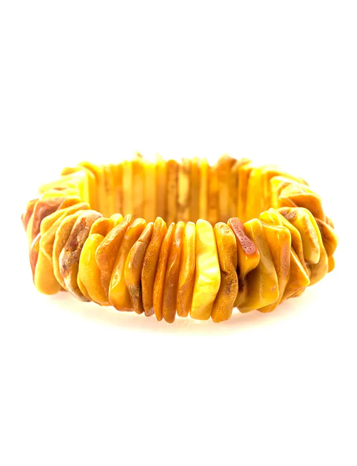 картинка Оригинальный браслет из натурального балтийского янтаря медового цвета «Мандарин дикий состаренный» в онлайн магазине