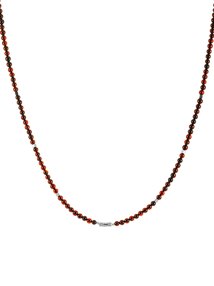 картинка Тонкое колье «Карамель» из вишнёвого янтаря в онлайн магазине