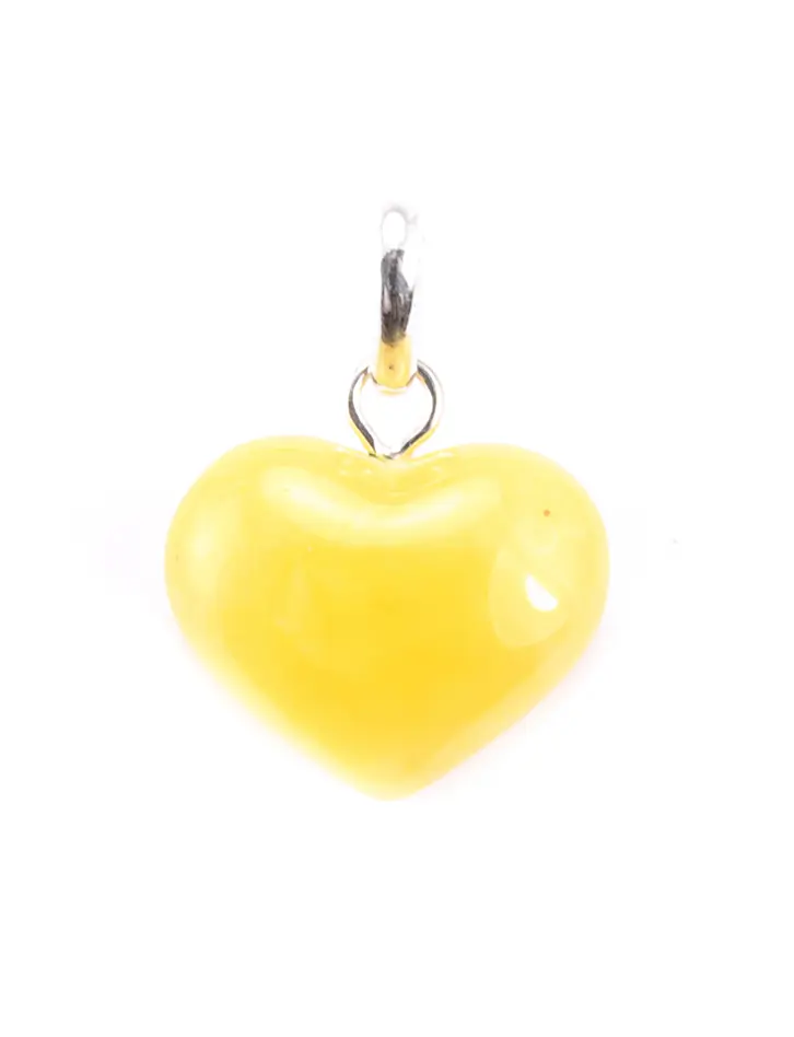 картинка Кулон из натурального балтийского янтаря «Сердце» медового оттенка в онлайн магазине