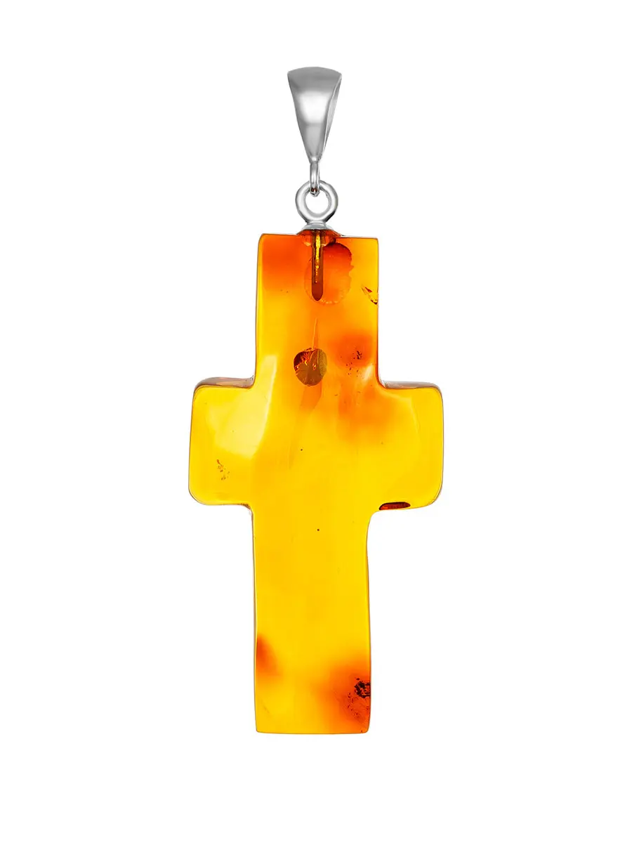 картинка Красивый крестик из цельного кусочка балтийского коньячного янтаря в онлайн магазине