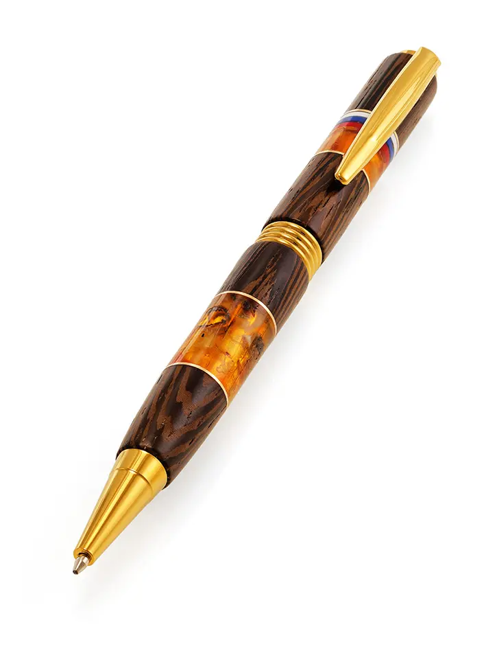картинка Ручка «Триколор» из дерева и натурального балтийского янтаря в онлайн магазине