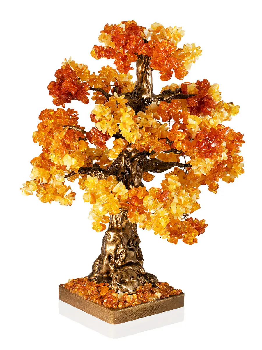 картинка Роскошное декоративное дерево с кроной из натурального янтаря золотисто-медовых оттенков в онлайн магазине
