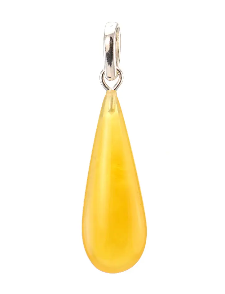 картинка Удлиненный кулон «Капля» из цельного натурального янтаря медового цвета в онлайн магазине