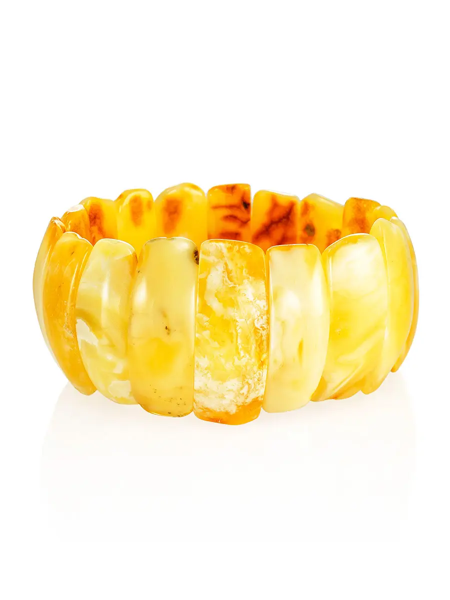 картинка Крупный плоский браслет из натурального медового янтаря в онлайн магазине