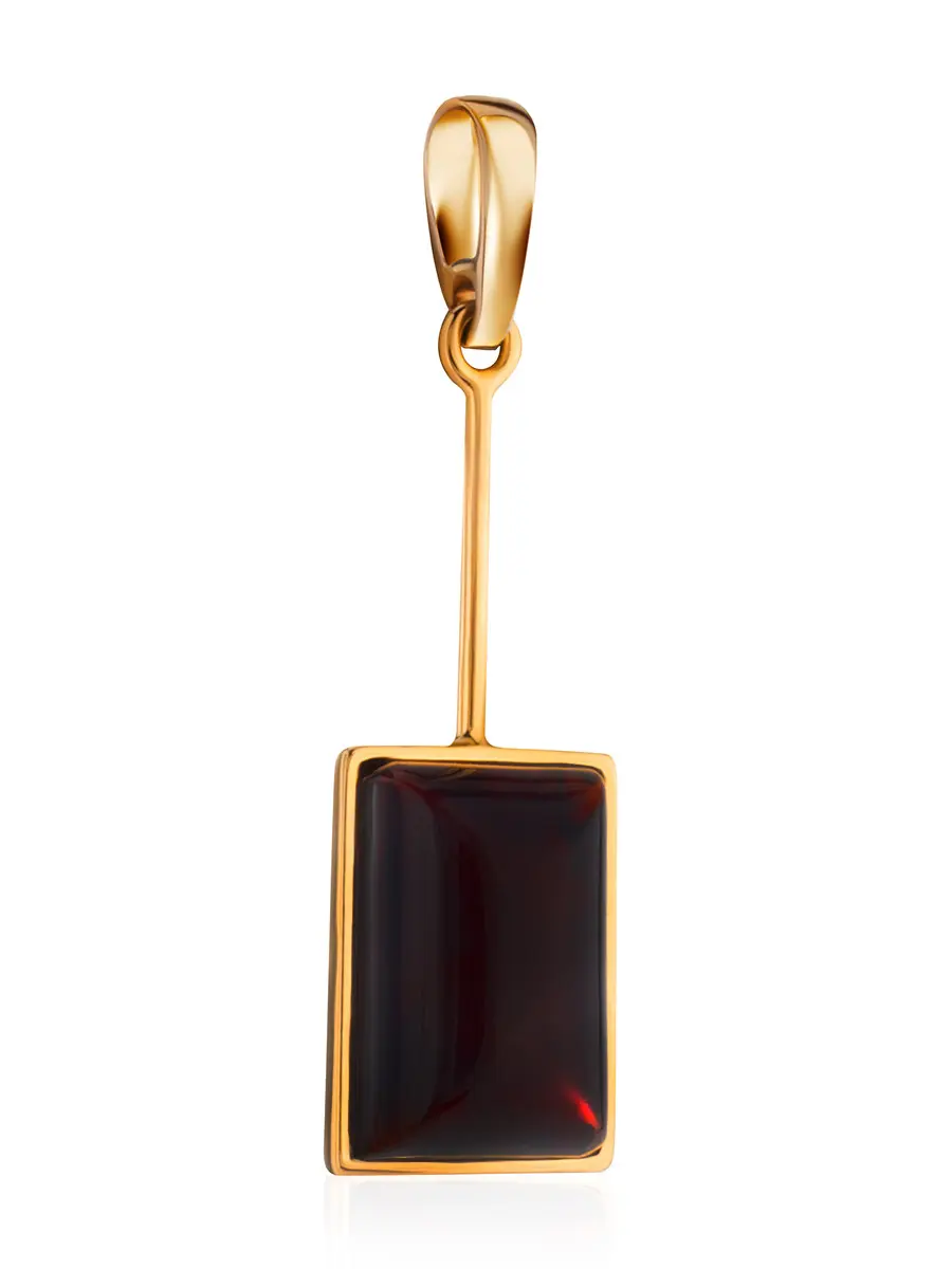картинка Оригинальный удлинённый кулон «Спарта» с вишнёвым янтарём в онлайн магазине