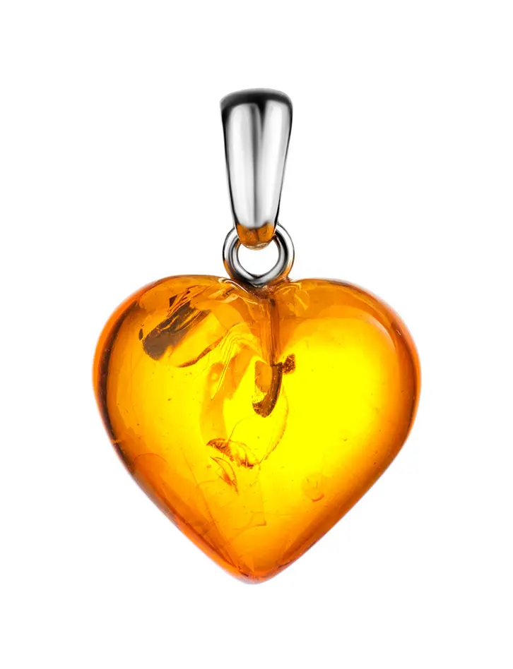 картинка Кулон из натурального янтаря «Сердце коньячное» в онлайн магазине