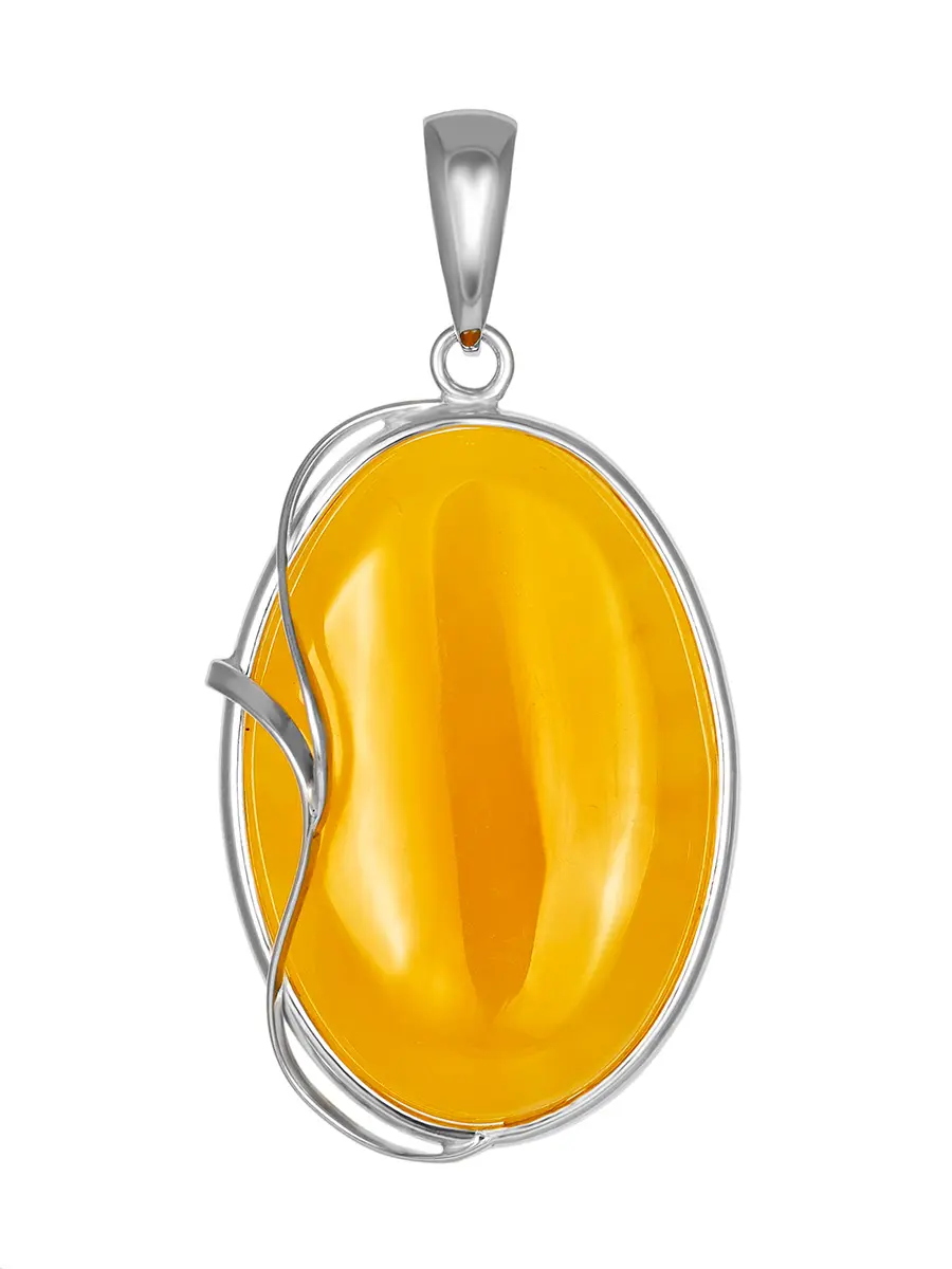 картинка Овальная подвеска из ярко-медового янтаря в серебре в онлайн магазине