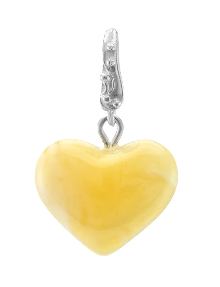 картинка Небольшой кулон в форме сердца из молочно-медового янтаря в онлайн магазине