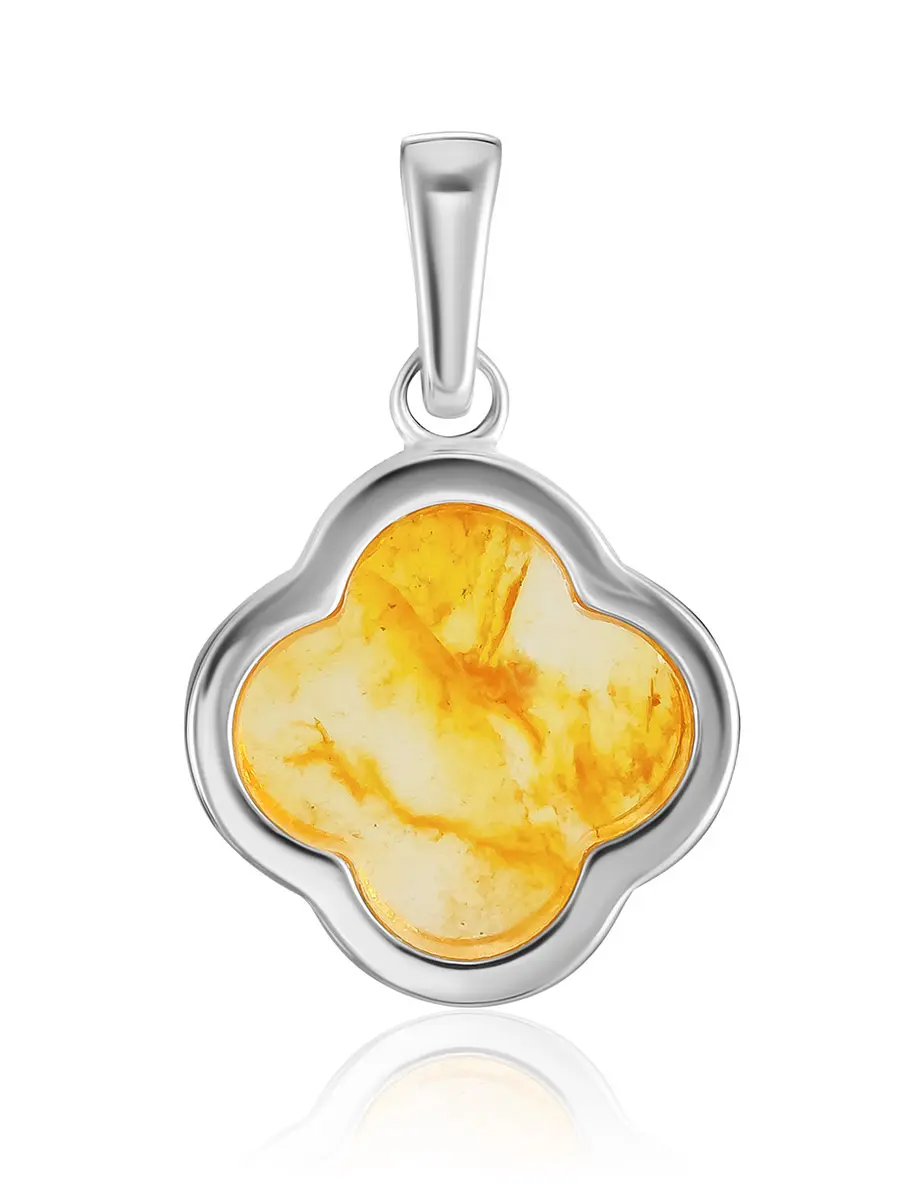 картинка Кулон «Монако» в форме четырёхлистника с лимонным янтарём в онлайн магазине