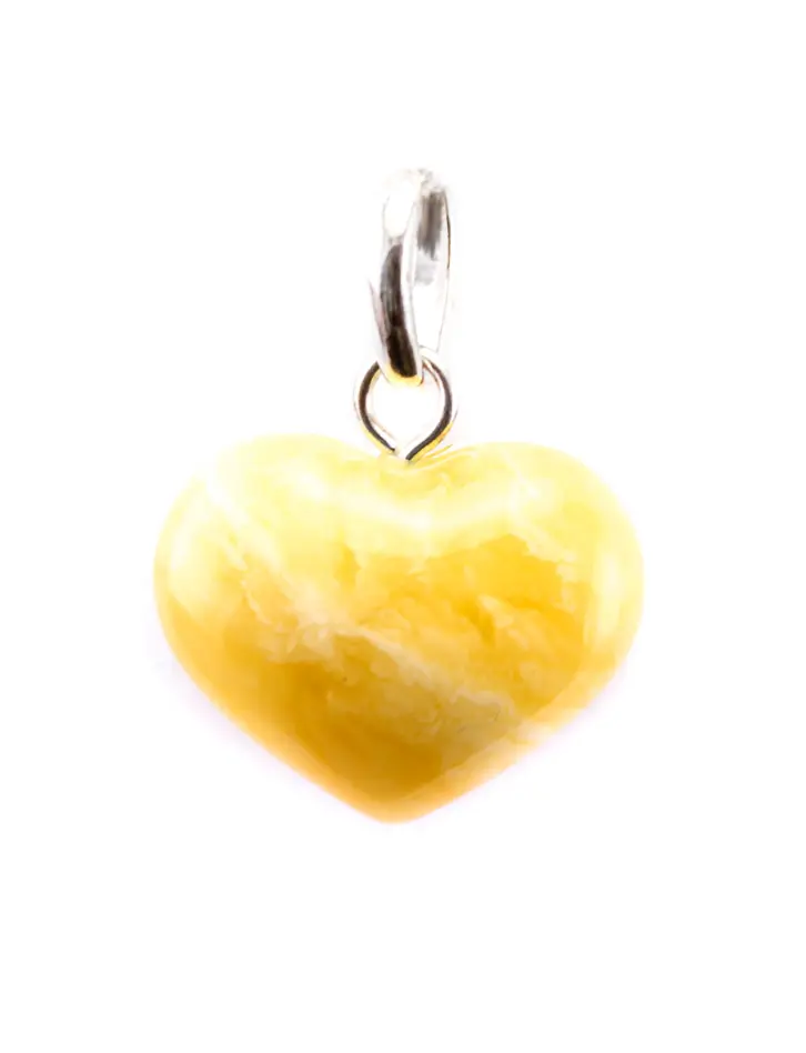 картинка Кулон в форме сердца из натурального живописного янтаря медового-молочного цвета в онлайн магазине