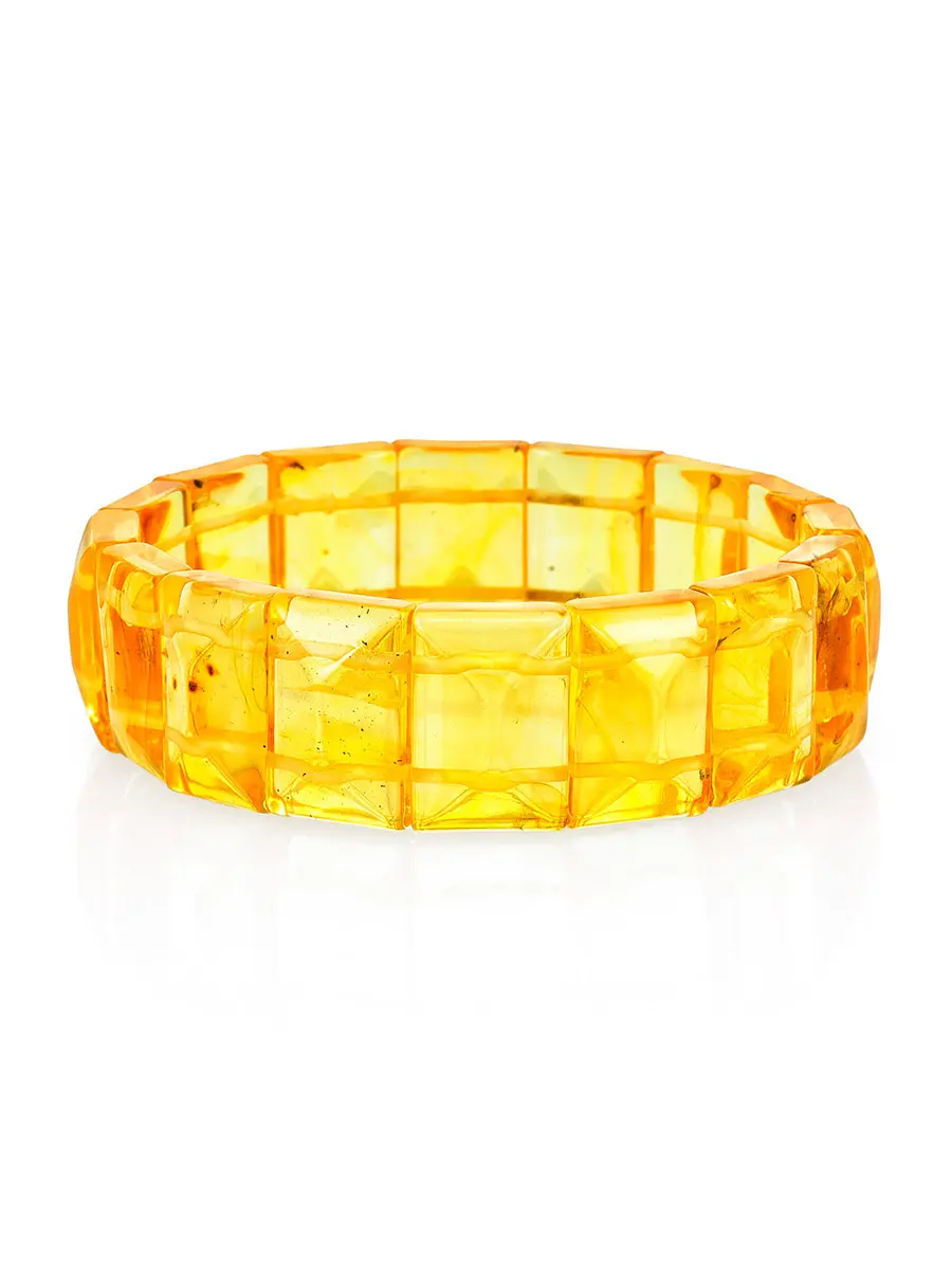 картинка Красивый яркий браслет из натурального балтийского янтаря лимонного цвета «Пирамидка» в онлайн магазине