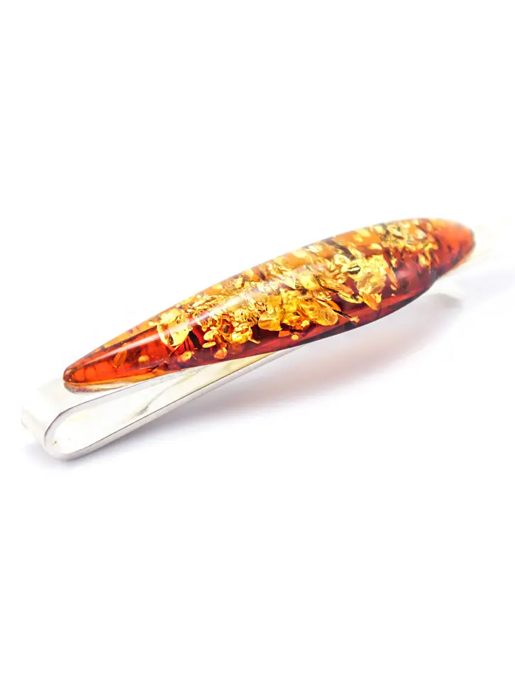 картинка Зажим для галстука с искрящимся янтарем медового цвета в онлайн магазине