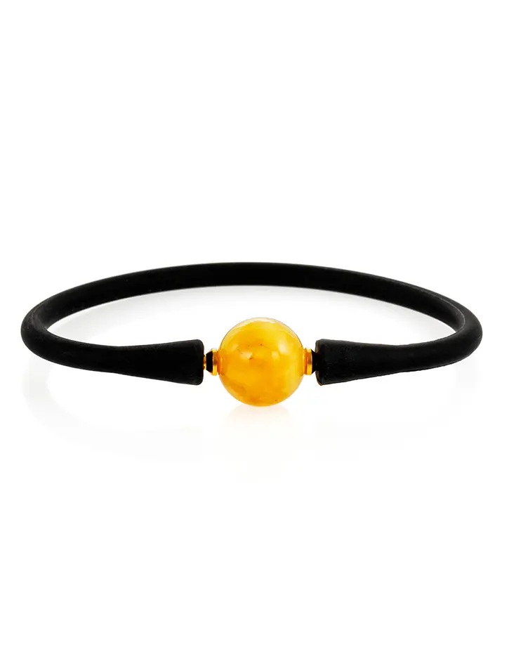 картинка Модный силиконовый браслет, украшенный медовой янтарной бусиной «Гавайи» в онлайн магазине