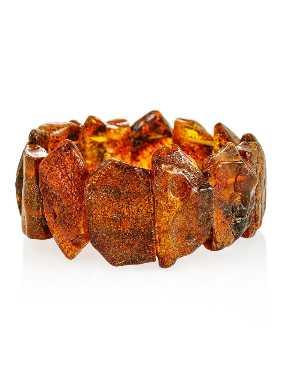 картинка Эффектный яркий браслет из натурального балтийского янтаря «Помпеи» в онлайн магазине