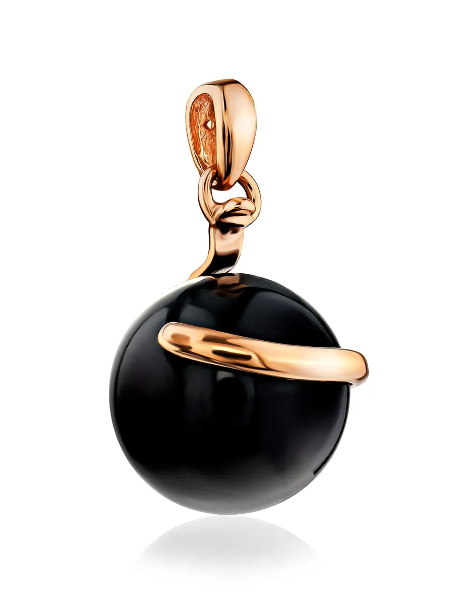 картинка Стильный кулон-шар «Сен Жермен» из позолоченного серебра и вишнёвого янтаря в онлайн магазине