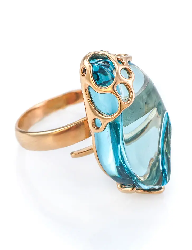 картинка Потрясающее кольцо из золота, украшенное топазом Скай «Серенада» в онлайн магазине