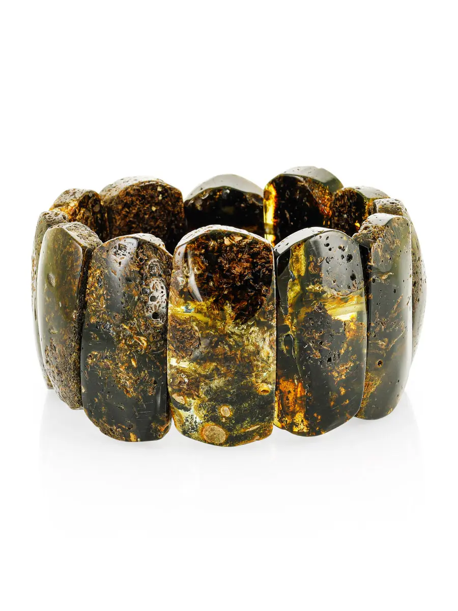 картинка Широкий браслет из натурального цельного янтаря с лечебным эффектом «Помпеи» в онлайн магазине