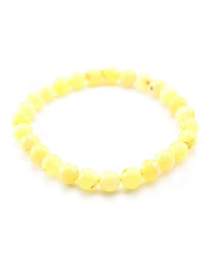 картинка Браслет из янтаря «Шар светло-лимонный матовый» в онлайн магазине