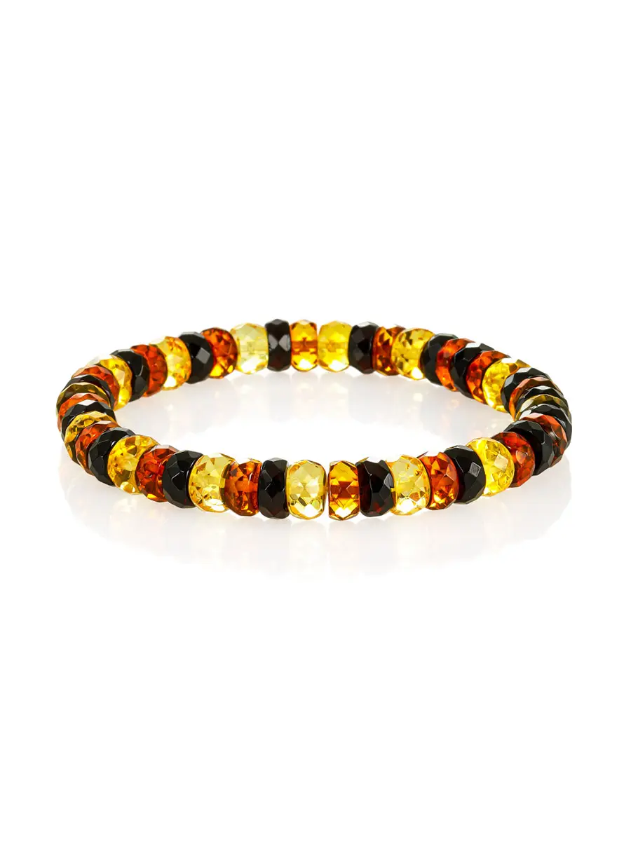 картинка Браслет из натурального балтийского янтаря разных цветов «Карамель пёстрая алмазная» в онлайн магазине