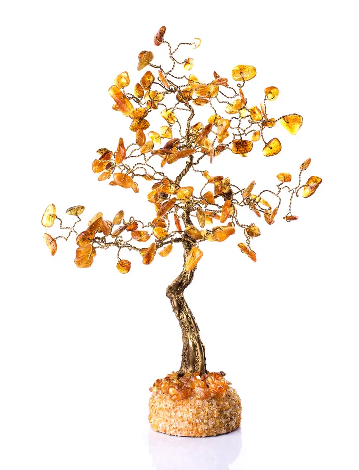 картинка Яркое декоративное дерево из натурального янтаря на подставке в онлайн магазине