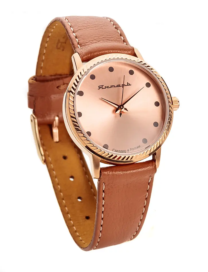 картинка Женские наручные часы Янтарь™ на кожаном ремешке в онлайн магазине