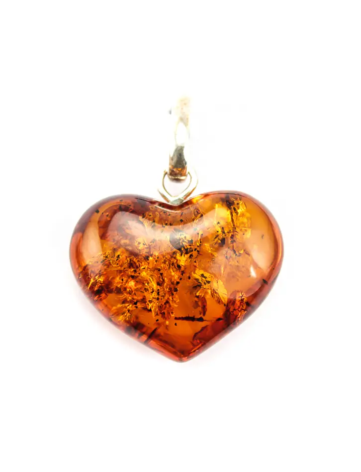 картинка Подвеска из натурального янтаря «Сердце» коньячного цвета в онлайн магазине