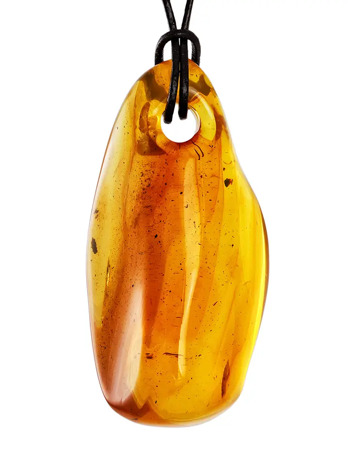 картинка Подвеска из объёмного натурального янтаря лимонного цвета в онлайн магазине