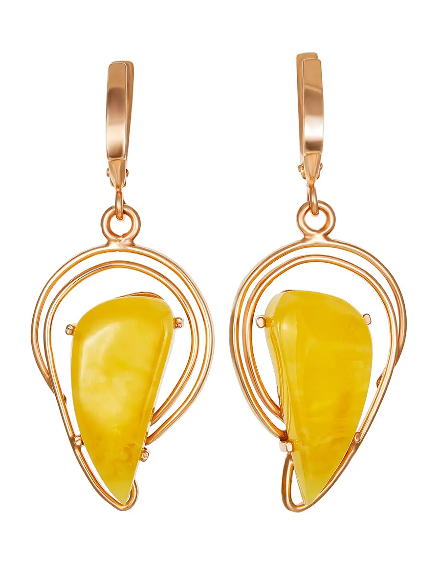 картинка Красивые серьги с натуральным ярко-медовым янтарём «Риальто» в онлайн магазине