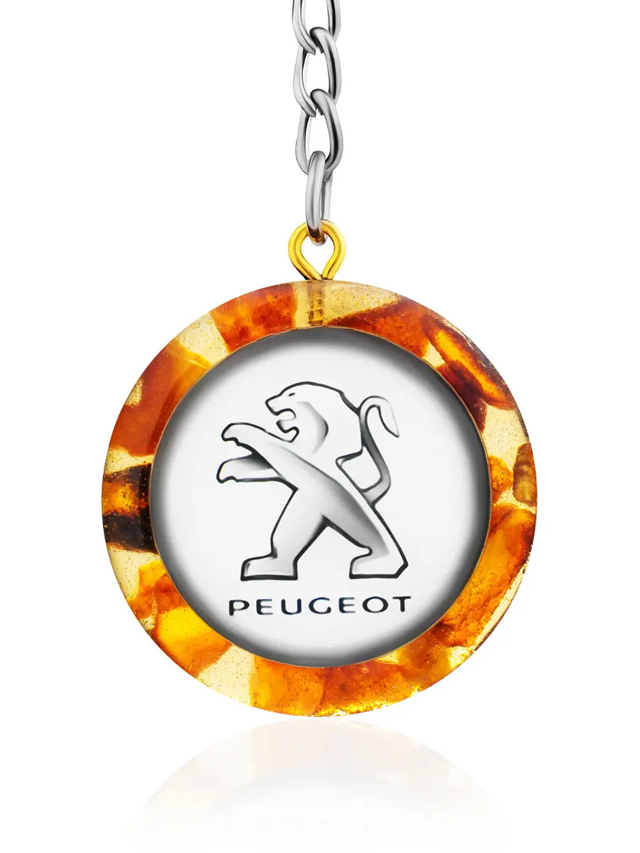 картинка Брелок с янтарной мозаикой с логотипом «Пежо» в онлайн магазине