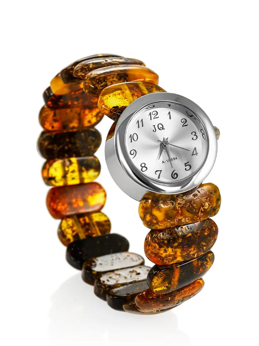 картинка Наручные часы с ремешком из натурального текстурного янтаря в онлайн магазине