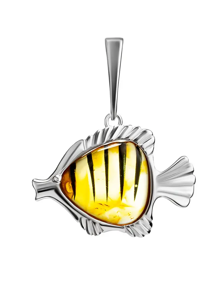 картинка Стильный кулон из натурального янтаря «Тропическая рыбка» в онлайн магазине