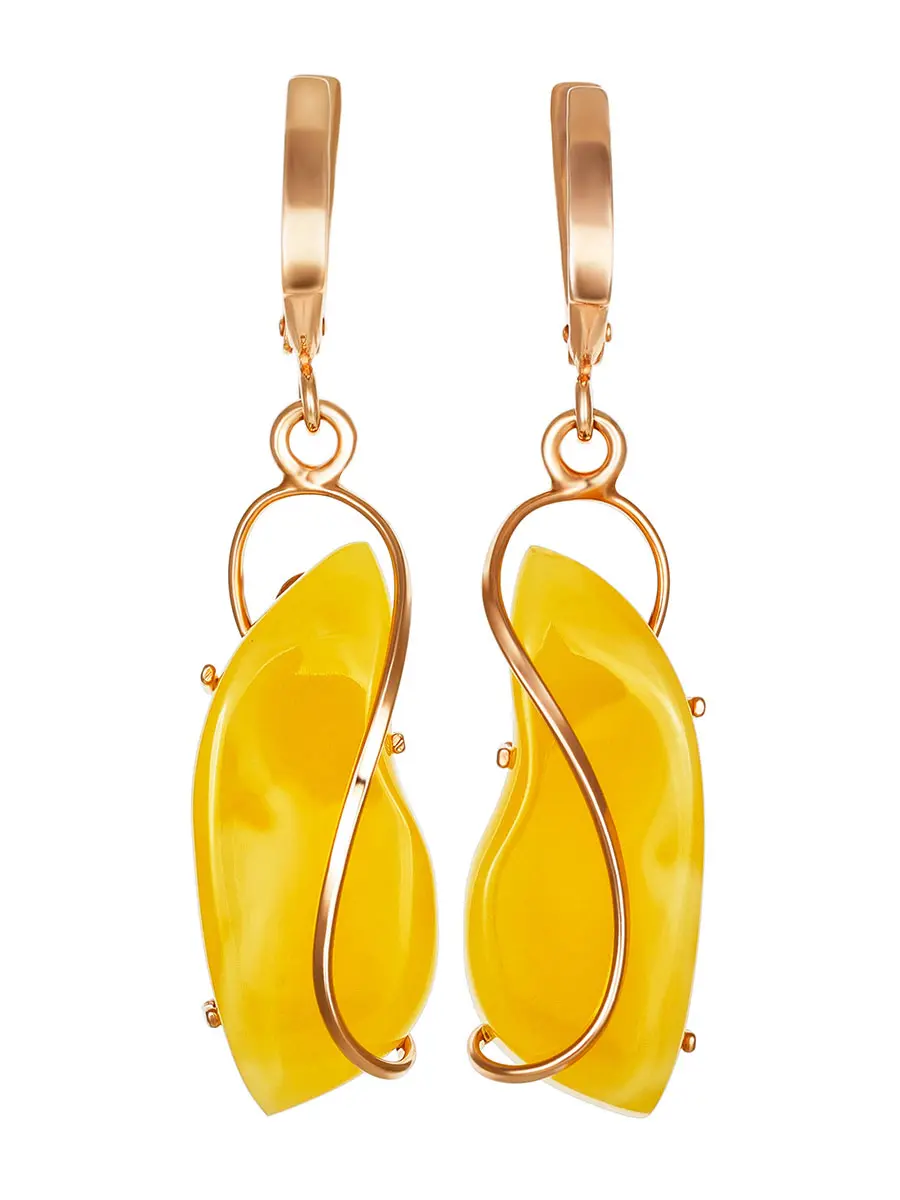 картинка Роскошные серьги из медового янтаря в позолоченном серебре «Риальто» в онлайн магазине