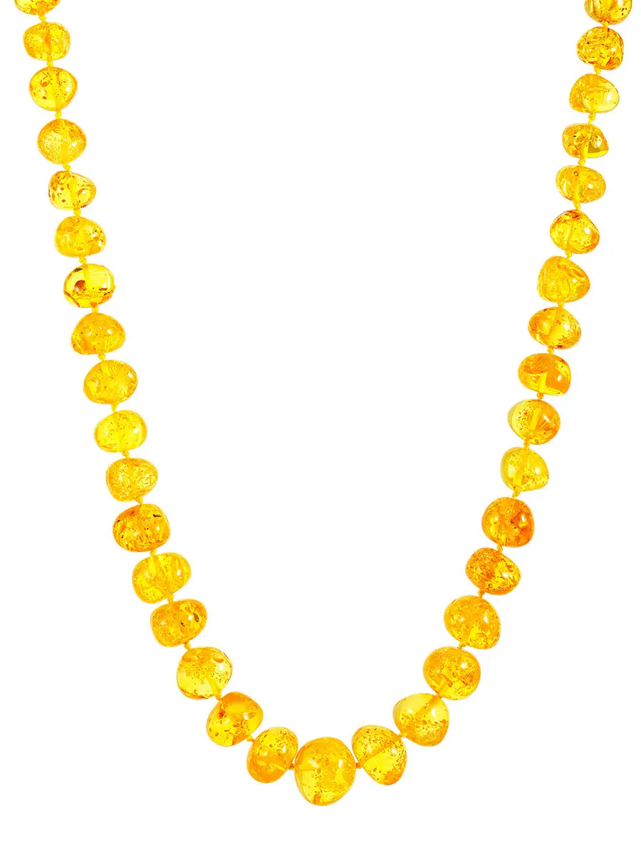 картинка Яркие бусы из натурального балтийского янтаря «Галька лимонная крупная» в онлайн магазине