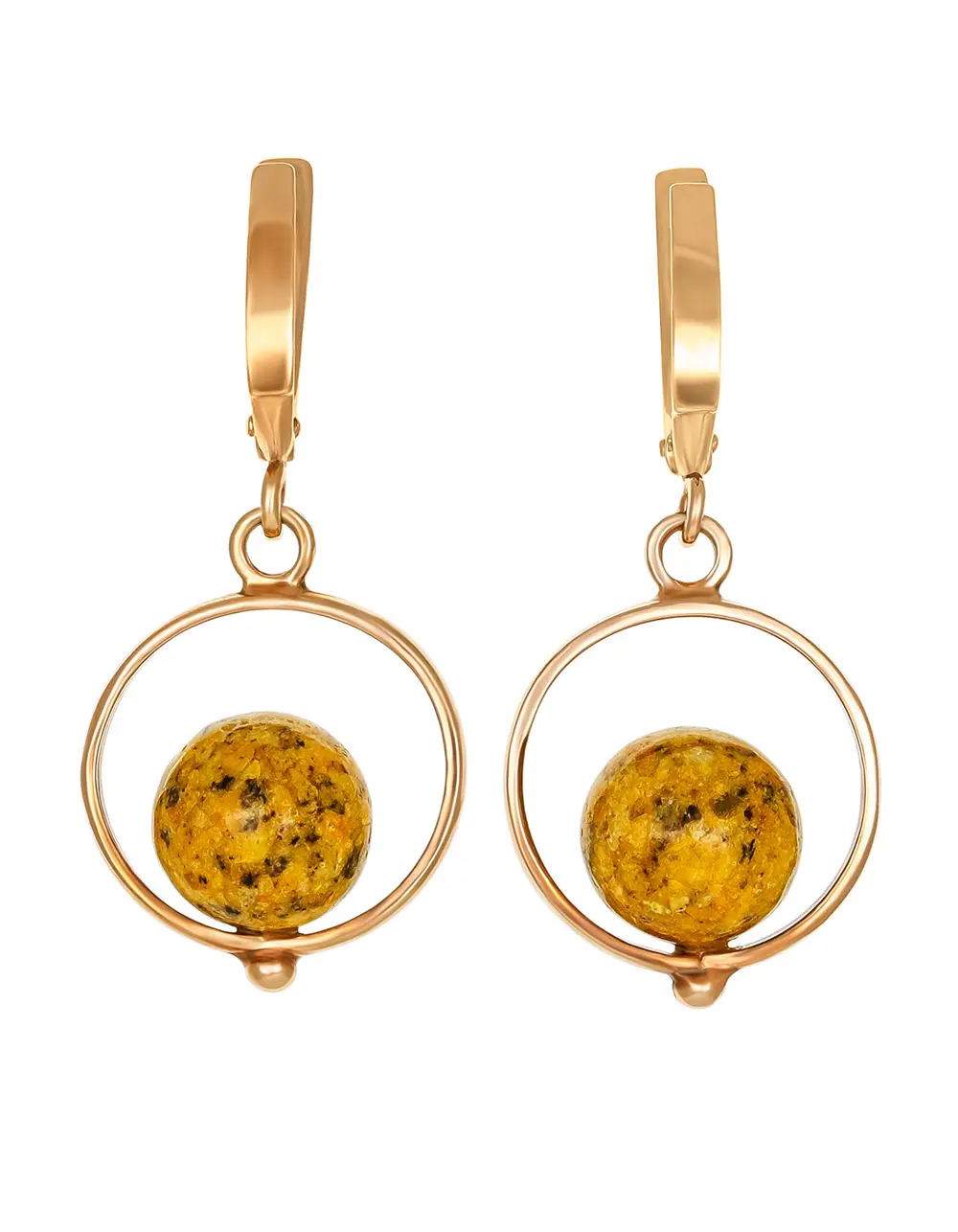 картинка Красивые серьги «Юпитер» из текстурного янтаря в онлайн магазине